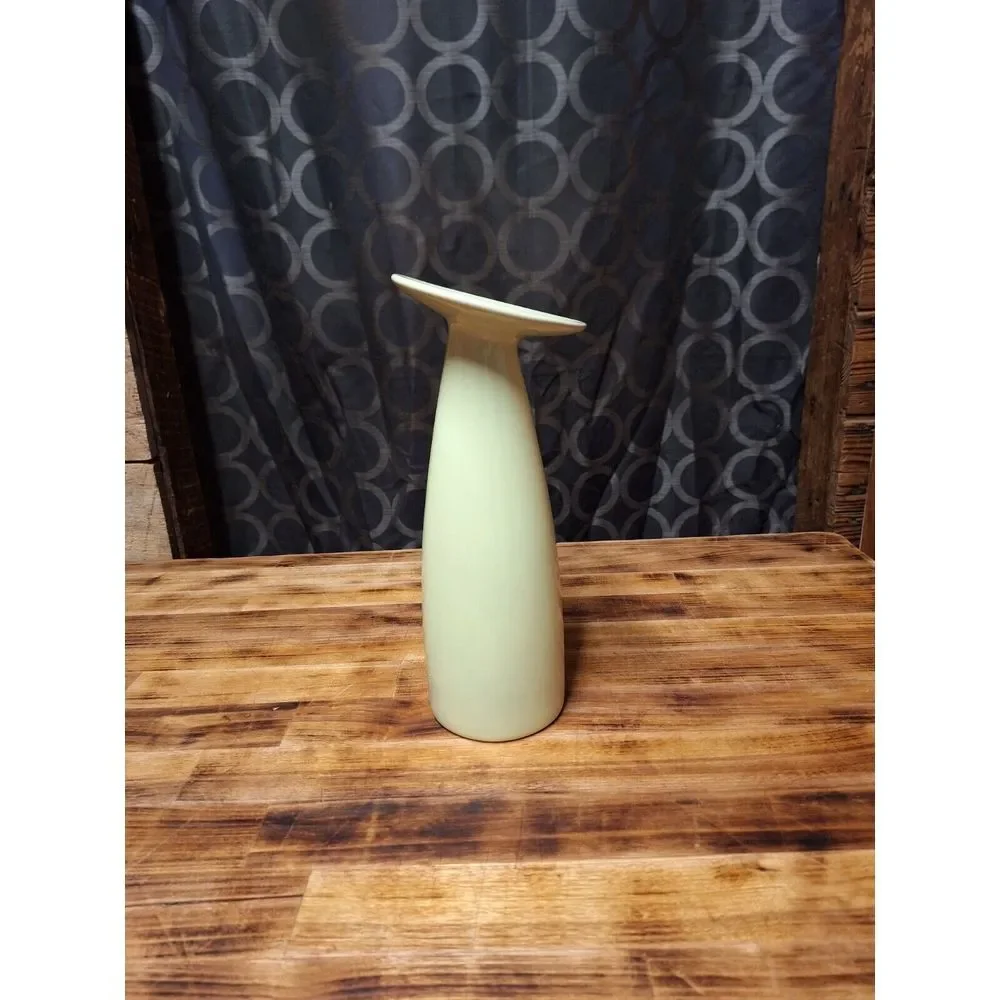 10' MCM Pottery Tilt Head Vase Modern Design Light‎ Green Avocado Vintage Decor